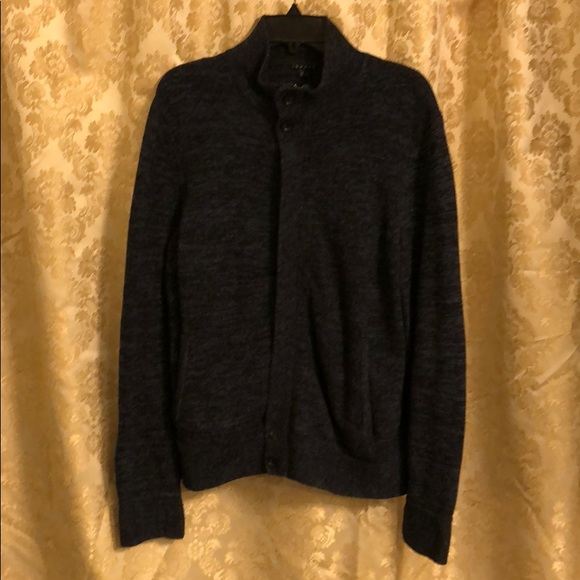 Black/Blue Theory Mock-Neck Cardigan - Picture 3 of 5